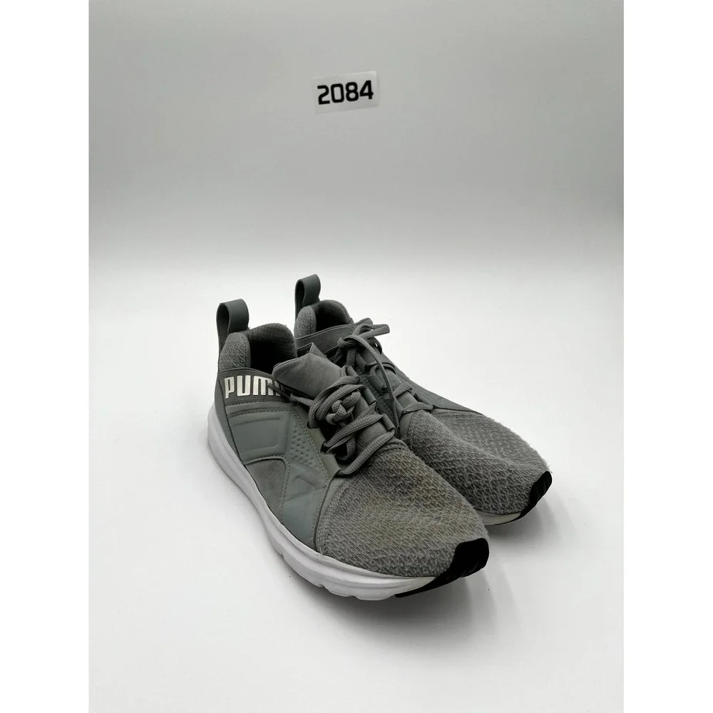 Puma Enzo Mens 6.5‎ C Running Shoes Gray White Knit Low Top Athletic Sneaker